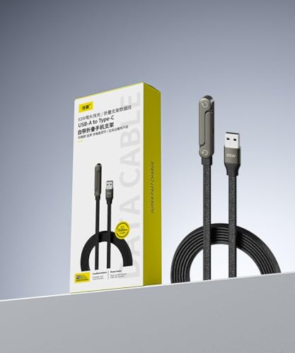 2 in 1 Invisible Holder Charger Cable with Stand, 1.5M,Stand Charging Cable, Multi Charger Cord with Type C Multi Angle Adjustable 240W Fast Charging for Smartphones,Tablets,Laptops,and Gaming Devices