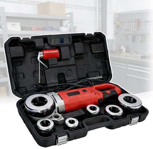 Filettatrice elettrica for tubi da 1/2-2, filettatrice portatile portatile, motore in rame puro, testa interamente in alluminio, impugnatura antiscivolo e funzione di blocco dell'alimentazione