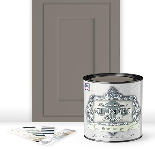 ALL-IN-ONE Paint by Heirloom Traditions, Stonehenge (Mid-tone Neutral Taupe), Quart - Durable cabinet and furniture paint. Built in primer and top coat, no sanding needed. Includes our 30 featured