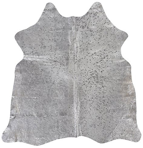 -LUXOR- living Rinderfell Kuhfell Teppich echt - für naturgetreue Wohnatmospähre - Teppich Fell Creme-Silber ca. 160 x 240 cm