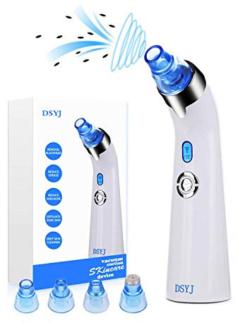 DSYJ Blackhead Remover Vacuum Pore Cleanser Electric Suction Exfoliating Acne Extractor Tool with 4 Beauty Heads, Blackhead Pimple Cleansing Needles