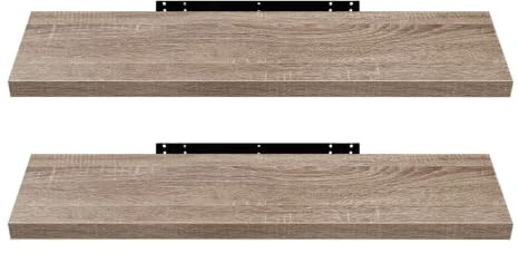 EUGAD Wandregal Wandboard Buchregal, Helles Kaffeebraunes 100cm, MDF 2er | Geeignet für die Montage in Wohn-, Schlaf- und Badezimmern, Fluren sowie Küchen