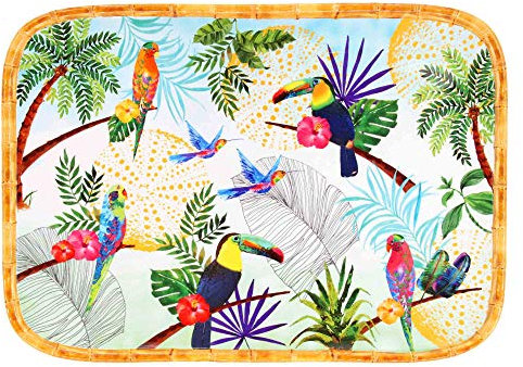 Les Jardins de la Comtesse – Bandeja Grande de melamina Pura – Multicolor – Gran Bandeja de presentación del Servicio de Mesa Jungle – Colección MelARTmine – 45 x 32 cm