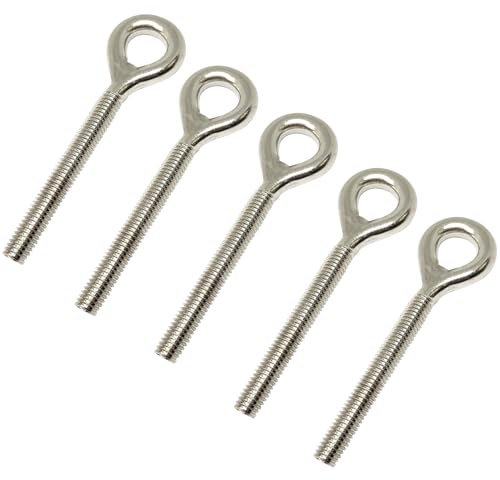 5 pièces boulon à oeil M8 en inox 304 Vis à œil robuste et résistant à la rouille de 95 mm de longueur pour les projets de jardin suspendus