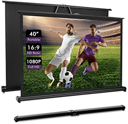 40 Inch Portable Projection Screen16:9 Small Retractable Floor Standing Mobile Tabletop Screen with Stand Lightweight Carry & Durable for Schools Meeting Indoor Outdoor