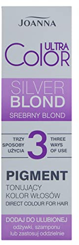 JOANNA Ultra Color Pigment Haartönungspigment Farbtonpigment - Neutralisierung von Unerwünschten Gelbtönen - Kann auf 3 Arten Aufgetragen Werden - Mit Conditioner Shampoo Separat - Silberblond 100ml