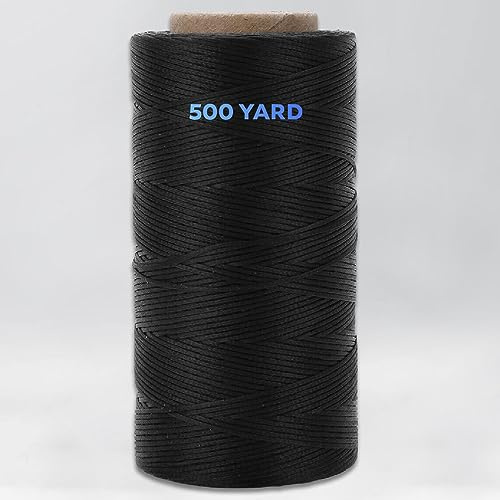 TOOLSSIDE Wachsschnur, 9-lagig, schwarz, 2 mm, gewachst, 1500 Fuß/457 m, Nylon (210D Polyester), 72,6 kg Zugfestigkeit, Schwarze Schnur zum Basteln, 1 Rolle | 210D Polyester, 72,6 kg Zugfestigkeit, schwarze Schnur, Schnürschnur, gewachste Schnur