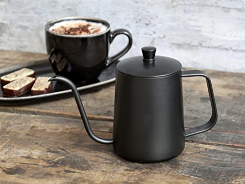 Chic Antique Metallkanne Kanne Tee- oder Kaffeekanne H14.5/L22/B9 cm kohle