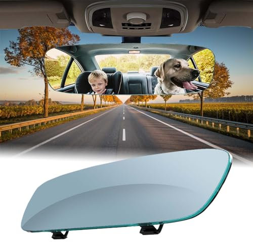 Auto Rückspiegel, 11,8 Zoll Autospiegel Große Vision Weitwinkel Panorama Auto Innenspiegel Ersatz Blendschutz Rückspiegel Universal Auto Spiegel für Auto SUV CRV Vans Trucks 300 x 83mm (Blau)