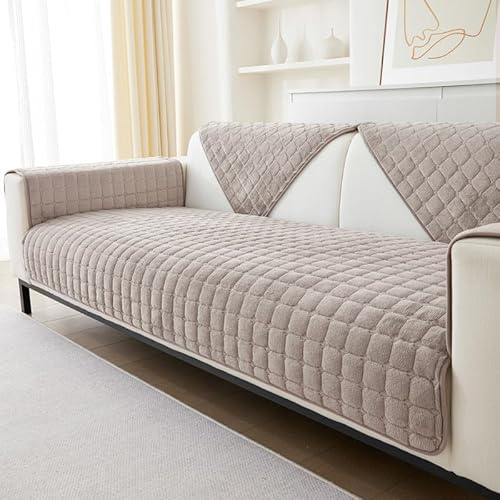 GKXLH Weiche Flanell rutschfest Sofa überzug 2 3 4 Sitzer (Heller Kaffee) | Couch überzug Waschbar, Sofa Cover für Sektionssofa, Hund Sofabezug, Sofa überzug L Form, Ledersofaschoner für das Wohnzimmer
