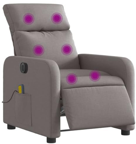 vidaXL Elektrisk massagefåtölj taupe tyg, fåtölj, fåtölj med uppresningshjälp, reclinerstol, fåtöljer, fåtöljer med uppresningshjälp, reclinerstolar