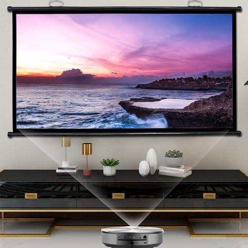Hmtbet Beamer Leinwand mit Stativ, 16:9 HD 4K Leinwand Beamer Elektrisch, Leicht und Kompakt Tragbar Projektor Pour Le Cinéma à Domicile, Les Réunions Et L'école,150in