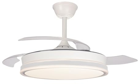 CRISTALRECORD Ventilador LED aspas retráctiles Supereco Blanco 45W 4400Lm CCT