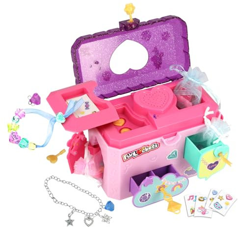 Funlockets Secret Jewellery Box with Voice Recorder - Kids Accessories & Activity Set with Lock & Keys - Unlock 25+ Surprises from Charm Bracelets to Cool Stickers & Record Messages - Children Ages 5+