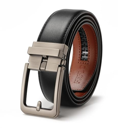 FEFLO Bälte män läderbälte svart spärrhake automatiskt spänne justerbart män läderbälte 35 mm brett, för kostym jeans byxor för fritid och affärer, Svart 12, 135cm/geeignet für Taille 108cm~118cm