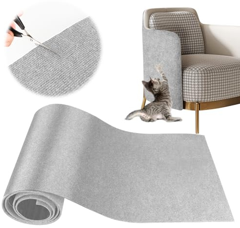 YAOZUP Kratzmatte Katze, 200 * 40cm Kratzteppich Katzen mit Selbstklebend, DIY Zuschneidbare Kratzmatte Katzen, Sofa Kratzschutz Katze, Kratzmatte Katze Wand, DIY Climbing Cat Scratcher (Hellgrau)