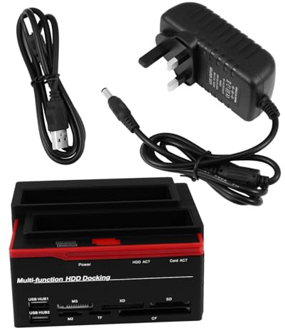 CAXUSD Hard Drive Card Reader Dual Bay Dock Multifunctional Hub for Disk for Usb Data Transfer and Card Reading
