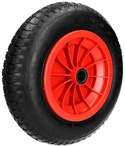 KetoBarrow 14 350mm Puncture Proof Wheelbarrow Wheel, 25mm & 16mm Centre, Red, Plastic & Rubber Composite, 200Lbs Capacity, Rigid Caster, Replacement Wheel