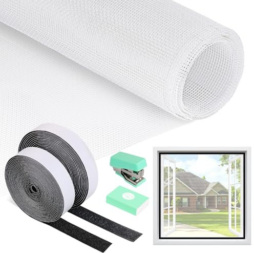 PITMT Fliegengitter Fenster, 120x250cm Insektenschutz Fenster Ohne Bohren, Moskitonetz Fenster Katzensicher mit Klettband, Fliegengitter Fiberglas Zuschneidbar für Wohnzimmer Dachfenster Balkontur