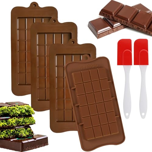 DGMI Set Stampi per Cioccolato in Silicone Antiaderente, Stampini per Cioccolatini, Stampo Alimentare Professionale con Linee Separatrici, Ideale per Home Baking e Pasticceria