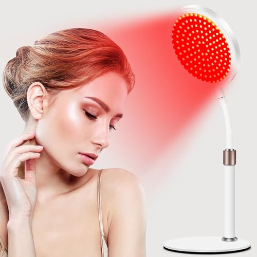 Relhafethy Rotlichtlampe mit Sockel, Upgraded 940 & 850 & 660 Infrarotlampe, 100 LEDs 3-in-1 Chip Design & Flexibler Schwanenhals & 15/30/45 Minuten Timer, Rotlicht für Den Heimgebrauch