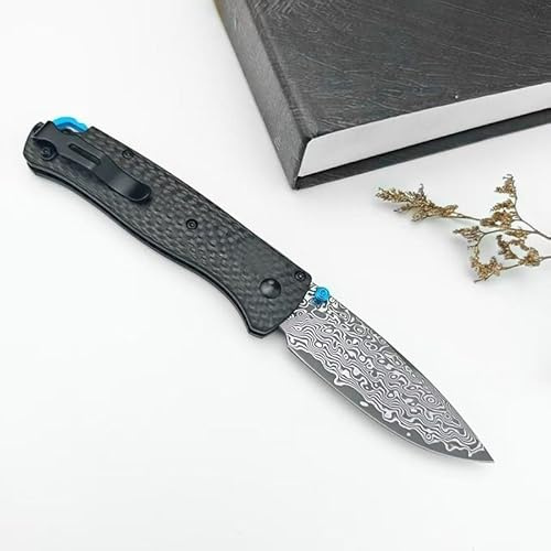 Amacigana Amacigana18.8cm-Klappmesser Taschenmesser, faltbares Klingenmaterial nimmt Damaskus an, Kohlefasergriff, geeignet für Outdoor, Wandern, Camping (Damaskus)