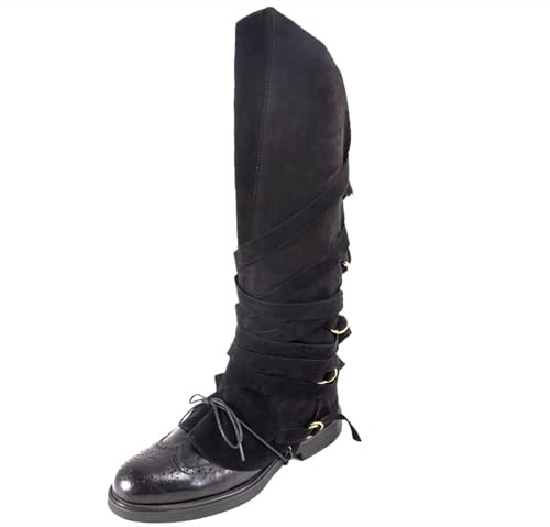 LGFKJNNJ Medieval Pirate Boot Covers Men Women: Faux Leather Renaissance Boots Cover Steampunk Viking Costume Accessory for Halloween,Black Boot Covers