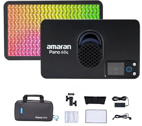 Amaran Pano 60c Video Panel Light 60W RGBWW Full Color PD Charging Quick Release APP Control for Photography Studio Live Streaming (Charcoal)