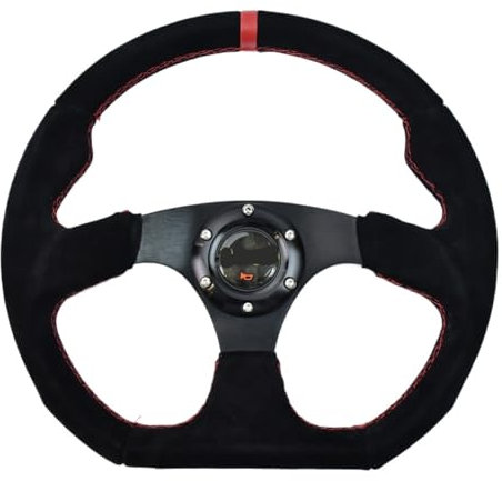 Volante Desplazado,Volante Coche Volante Universal de 320 mm con Soporte Plano de 40 mm de Profundidad.