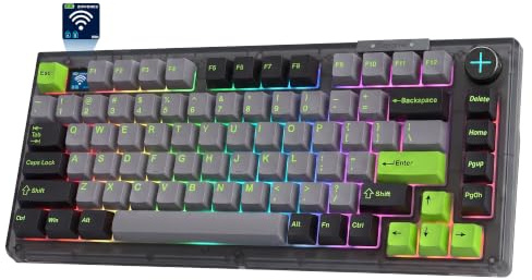 ZIPFORCE Wireless Mechanical Keyboard,81 Keys Hot Swappable Custom Keyboard with Knob,RGB Backlit,2.4GHz/USB-C/BT5.0 Mechanical Gaming Keyboards, PBT Keycaps, 100 Million Keystroke Lifespan