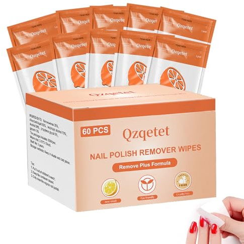 Lot de 60 Tampons Dissolvants pour Vernis à Ongles, Sans Acétone, 8 x 8 cm, Emballés Individuellement, Rapides et Efficaces pour les Voyages, Le Salon et la Maison
