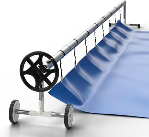 Pool Aufroller Aufrollsystem Poolfolienaufroller aus Aluminium mit Rädern Aufrollvorrichtung Aufrollsysteme für Abdeckung Poolplanen