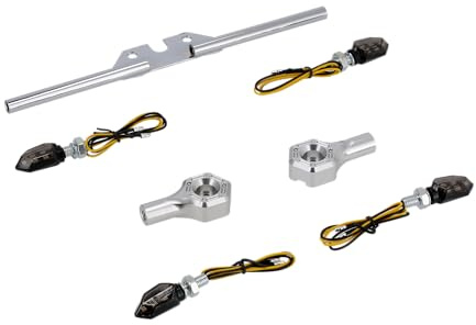 Set: 4x Mini-Blinker 12V LED inkl. CNC Blinkerträger silber/chrom - für Simson S50, S51, S70