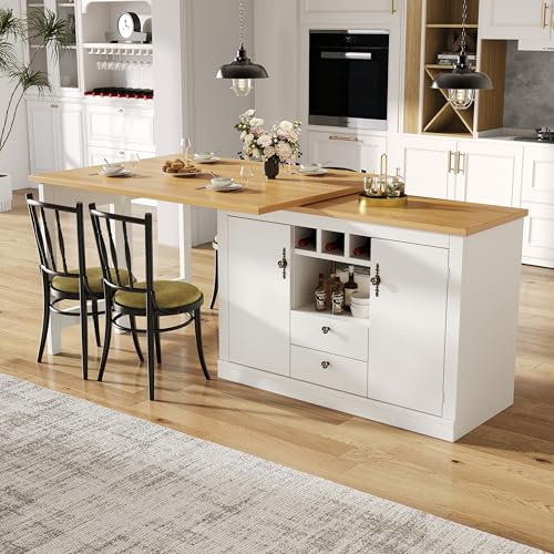 Ligterra Tavolo da bar allungabile, tavolo da bar con spazio di archiviazione, tavolo alto isola da cucina, barra da pranzo girevole a 360°, con illuminazione LED, per soggiorno, sala da pranzo, 120