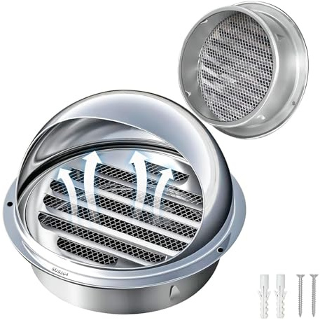 Griglia di Ventilazione Presa D'aria in Acciaio Inox 304 Griglia Aerazione A Sfera Copertura di Ventilazione per Cucine, Bagni, Cantine, Garage, Soffitte(150mm/6in)
