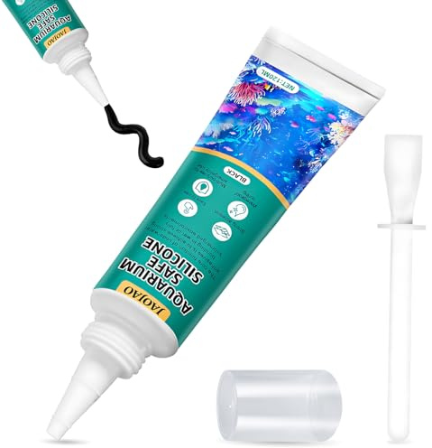 JAOJAO Black Aquarium Silicone, Aquarium Safe Silicone Sealing Waterproofing Strong Adhesion Fish-Safe Fast Curing Good Flexibility Underwater Bonding for Fish Tank Pools, 120ml