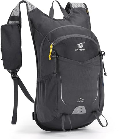 SKYSPER 15L Wanderrucksack für Herren und Damen klein Trekkingrucksack mit Netzrücken Atmungsaktiv für Wandern, Camping, Outdoor, Travel