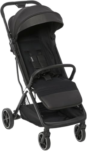Giordani G-Touch Lättviktsvagn, 6,9 kg, automatisk stängning med en touch, från 0 månader till 22 kg, vadderad sits, upphängningshjul och detaljer i konstläder, kompakt och platsbesparande, svart