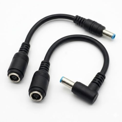 Smart Charging 7.4mm to 4.5mm Adaptor Cable with Straight and 90 Degree Angled Lead 15cm Twin Pack Power Supply Converter Cord Compatible with charging HP laptops Extension
