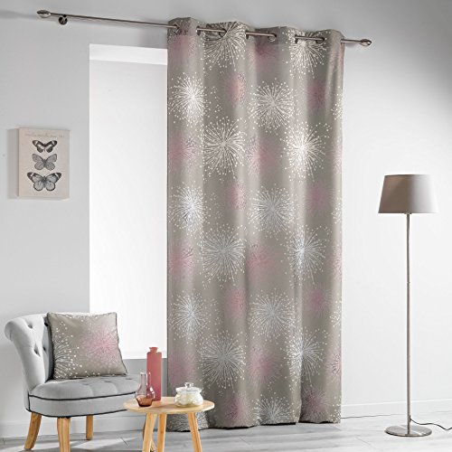 Douceur d 'Intérieur Energie Ösenschal Polyester Taupe, Polyester, Taupe, 260x140x0.1 cm
