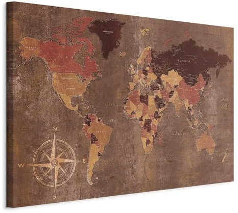 murando - Pinnwand Weltkarte Pinnwand 120x80, 120x80 cm, Wohnzimmer, Büro | Kombiniert Pinnwand und Wandbild, praktisch und dekorativ, ideal fürs Büro oder Wohnzimmer, inspirierend, langlebig, stilvoll
