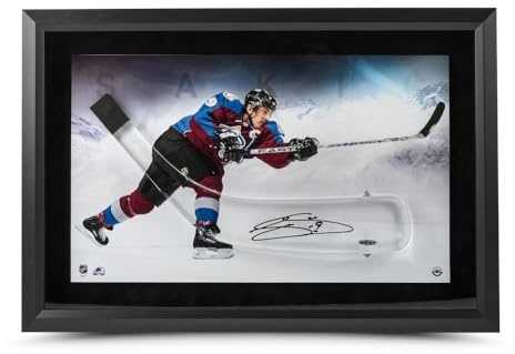 Joe Sakic Signed Autograph 17X25 Photo Framed Acrylic Stick Blade Avalanche UDA - Autographed NHL Sticks