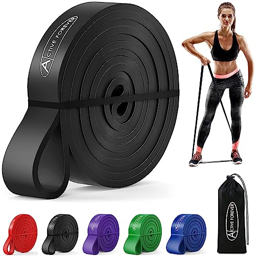 ACTIVE FOREVER Widerstandsband, Fitness-Gummiband, Fitnessband, Geeignet für Krafttraining, Fitness, Pilates, Yoga (schwarz 65 Pfund)