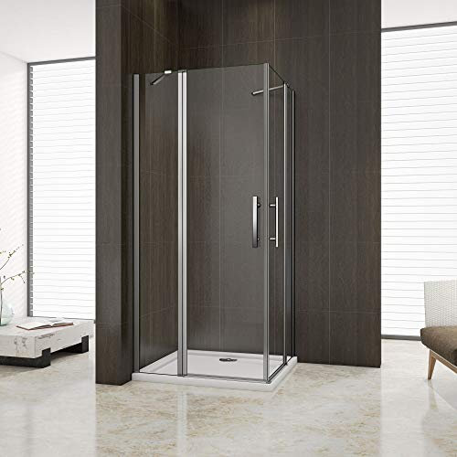 80x80x195cm Box Doccia Angolare Doppie Porte Apertura Battente-saloon Vetro Trasparente Anticalcare Con Barre Stabilizzatrici