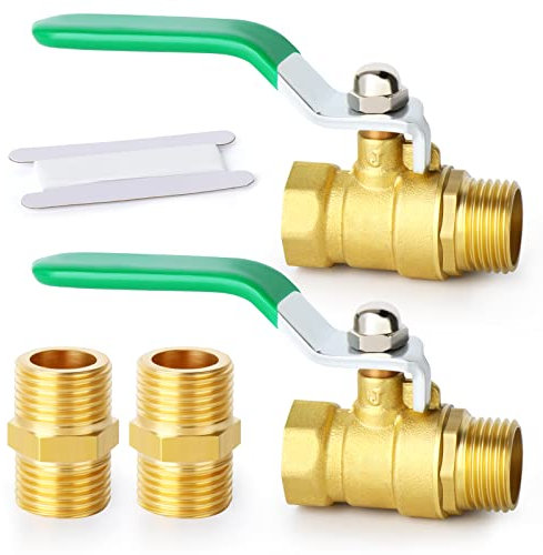 ERGAOBOY 2 Stk 1/4 BSP Außengewinde auf Buchse Messingkugelhahn mit 2 Stk 1/4 Außengewinde auf männliche Anschlüsse, passend für Rohrfittings Verbindung