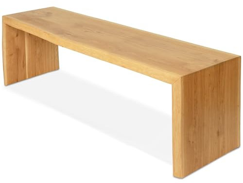 holz4home® Massivholzbank XL I Sitzbank aus Eiche mit Baumkante ohne Lehne I Echtholz Holzbank Hocker für Wohnzimmer Badezimmer Flur oder Küche I Sitzhocker Massiv