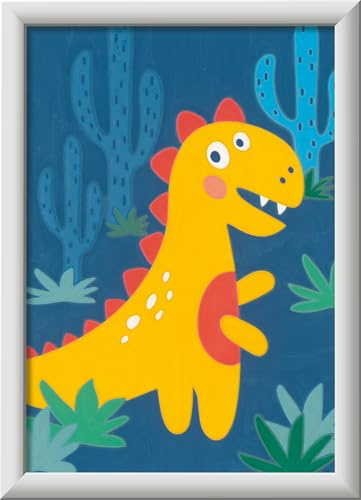 Ravensburger CreArt 20158 - Frecher Dinosaurier - Malen nach Zahlen Dinos für Kinder ab 7 Jahre, Malset mit Rahmen, Pinsel und Acrylfarben, Geschenk für Jungen und Mädchen