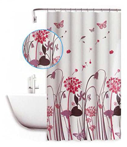 Vetrineinrete® Tenda per doccia vasca da bagno impermeabile pvc 12 ganci decorata con fiori e farfalle 200x240 cm