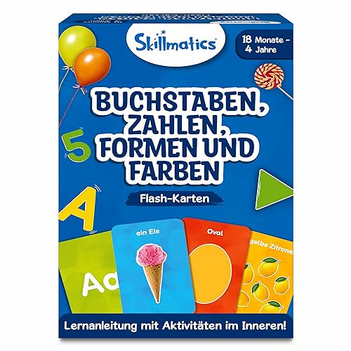 Dicke Flash-Karten für Kleinkinder von Skillmatics, Enthält Lernaktivitäten | Buchstaben, Zahlen, Formen und Farben: Ein 3-in-1-Lernspiel für Kinder im Vorschulalter von 18 Monaten bis 4 Jahren
