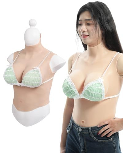 Peikey Silikon Brüste, [Halbe Körperabdeckung] Künstliche Brüste mit Geeignete BH, Realistisch Silikonbrustplatten Brustformen für Crossdresser, Natürlicher Hautton-Hochwertige Füllstoff, C Körbchen
